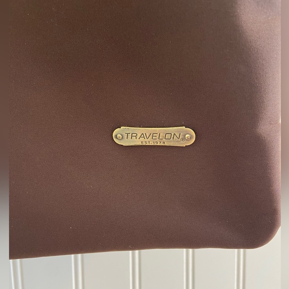 Travelon Cross Body Anti Theft Travel Bag Brown Pink Lining Polyester Nylon - Picture 3 of 16